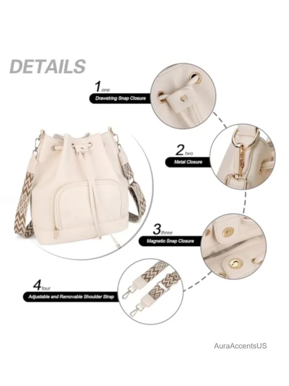 Bucket Bag Women Medium Faux Leather Crossbody Hobo Shoulder Purse Boho